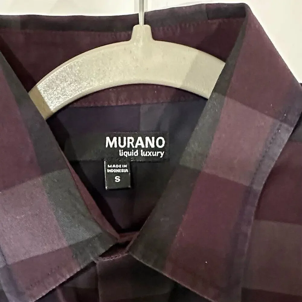 Murano Men's Plaid Long Sleeve‎ Button-Up Shirt Multicolor Size S - Picture 2 of 6